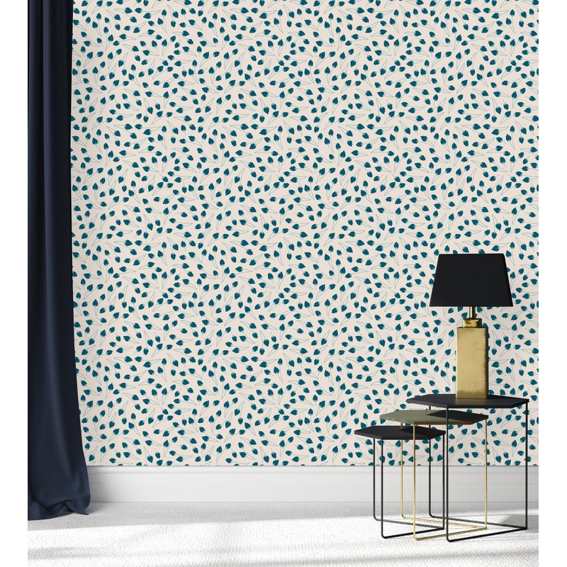 Blue Little Floral Pattern Wallpaper