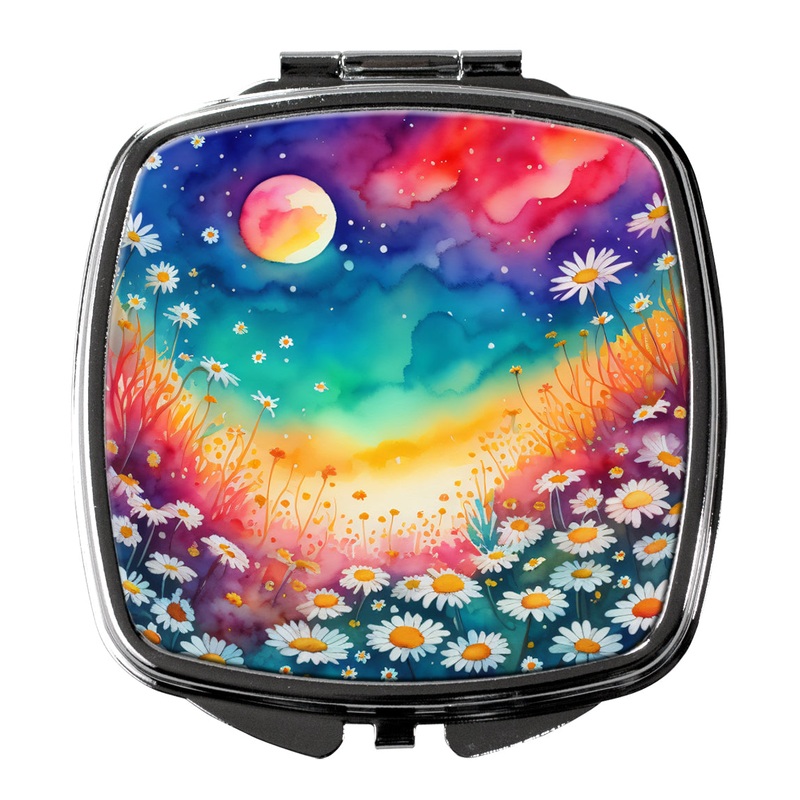 Colorful Daisies Compact Mirror  Stylish Purse Mirror with Artistic Covers