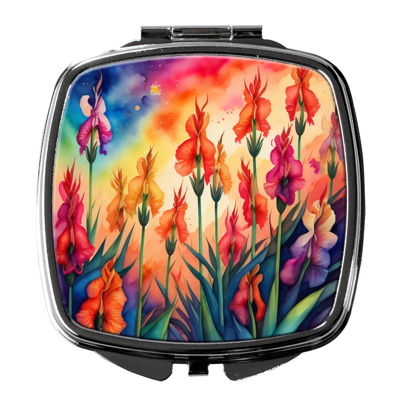 Colorful Gladiolus Compact Mirror  Stylish Purse Mirror with Artistic Covers