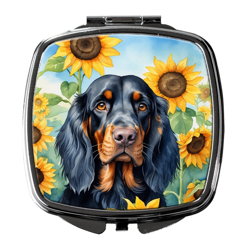 Gordon Setter in Sunflowers Compact Mirror  Stylish Purse Mirror with Artistic Covers