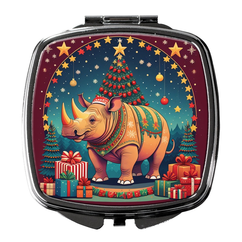 Rhinoceros Christmas Compact Mirror  Stylish Purse Mirror with Artistic Covers