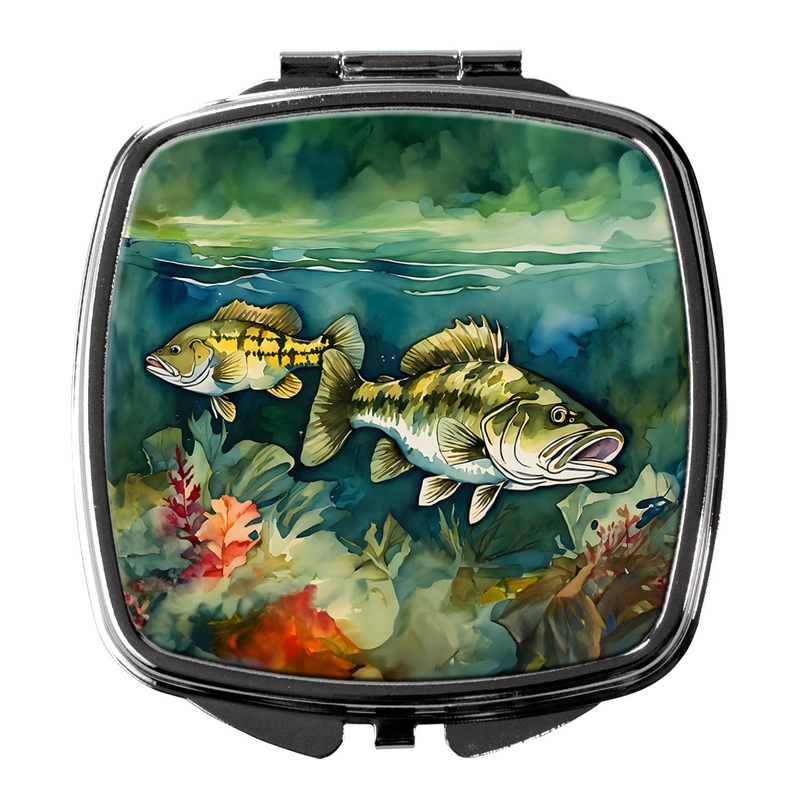Smallmouth Bass Compact Mirror  Stylish Purse Mirror with Artistic Covers