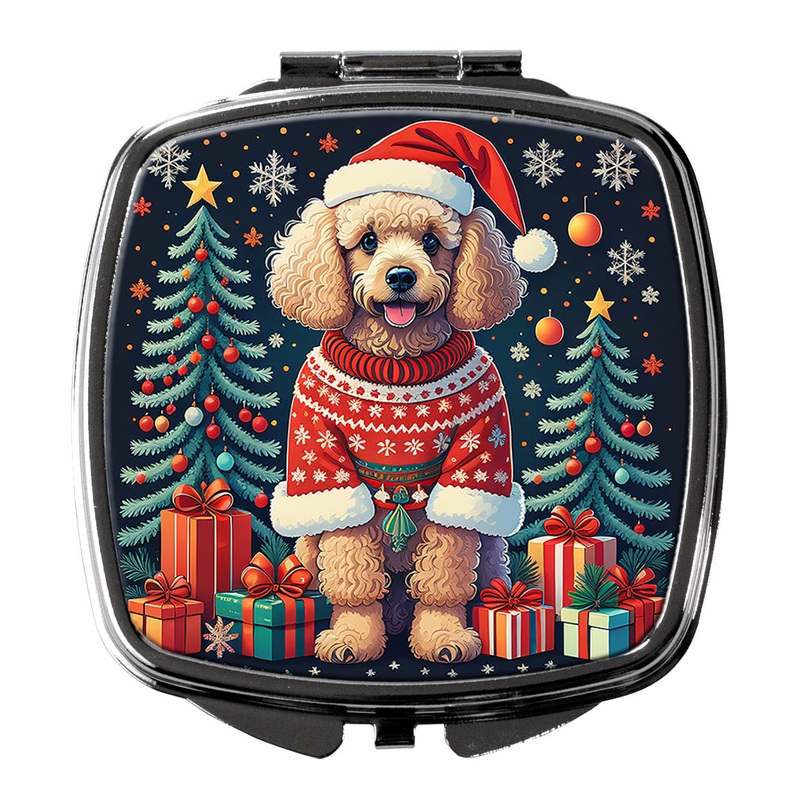 Apricot Toy Poodle Christmas Compact Mirror  Stylish Purse Mirror with Artistic Covers