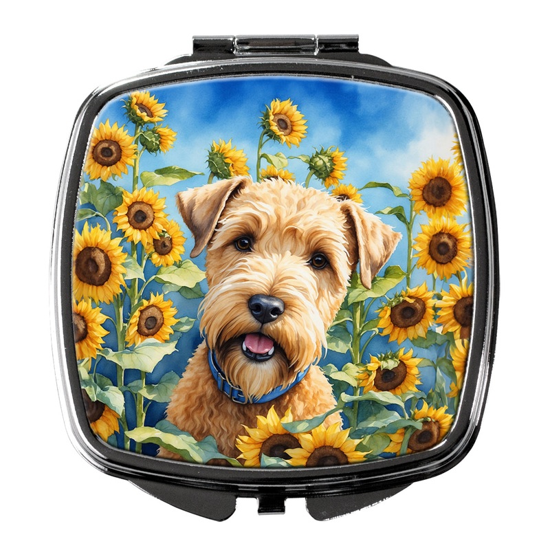 Wheaten Terrier in Sunflowers Compact Mirror  Stylish Purse Mirror with Artistic Covers