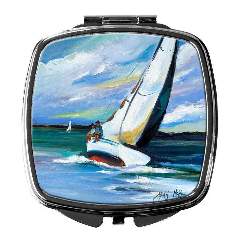 Two and a Sailboat Compact Mirror  Stylish Purse Mirror with Artistic Covers JMK1232SCM