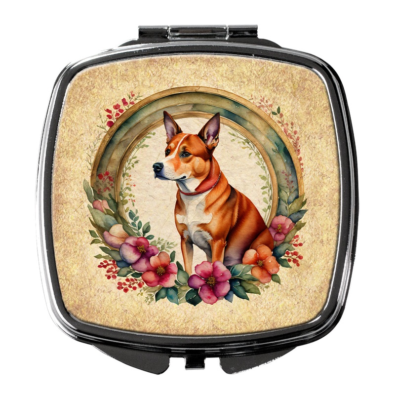 Basenji and Flowers Compact Mirror  Stylish Purse Mirror with Artistic Covers