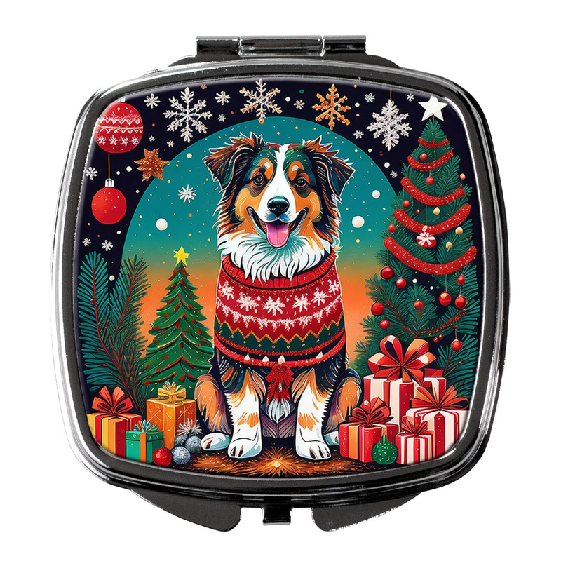 Australian Shepherd Christmas Compact Mirror  Stylish Purse Mirror with Artistic Covers