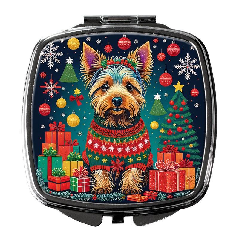 Australian Terrier Christmas Compact Mirror  Stylish Purse Mirror with Artistic Covers