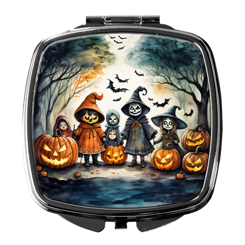 Trick or Treaters Spooky Halloween Compact Mirror  Stylish Purse Mirror with Artistic Covers