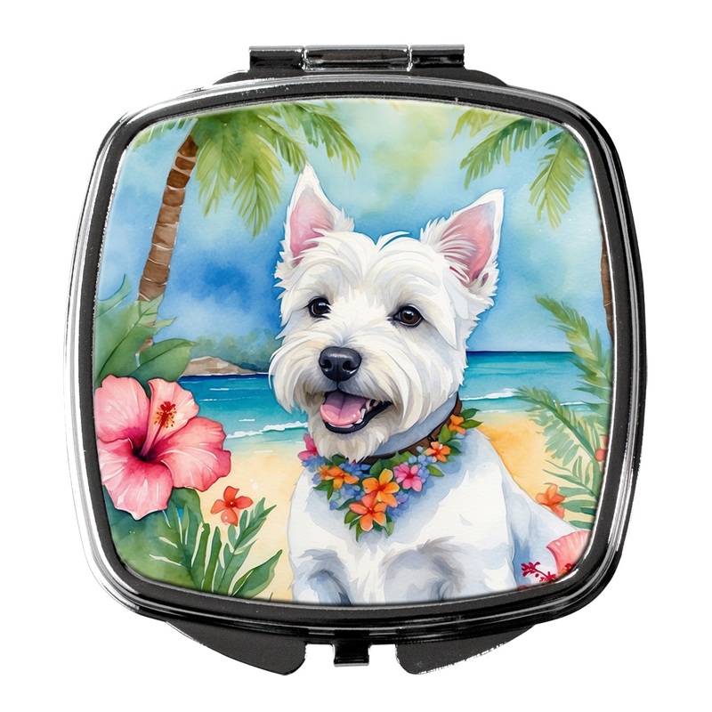 Westie Luau Compact Mirror  Stylish Purse Mirror with Artistic Covers