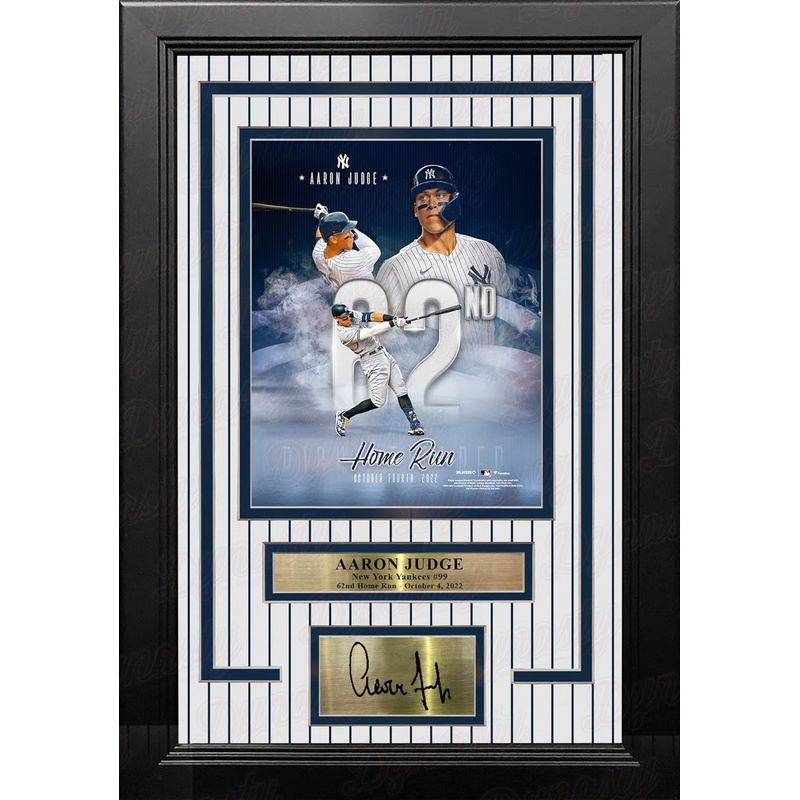 Aaron Judge AL Record 62nd Home Run New York Yankees 8x10 Framed Photo with Engraved Autograph