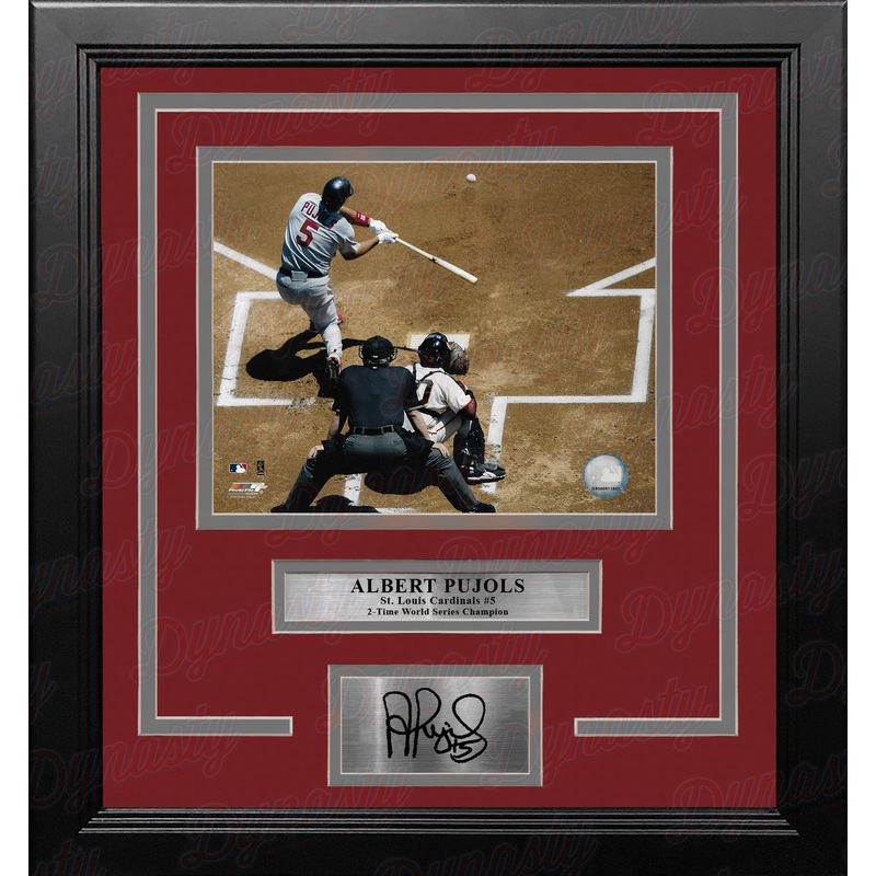 Albert Pujols in Action St. Louis Cardinals 8" x 10" Framed Baseball Photo with Engraved Autograph