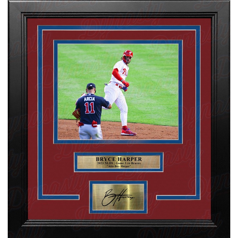 Bryce Harper Stares Down Arcia Philadelphia Phillies 8x10 Framed Photo with Engraved Autograph