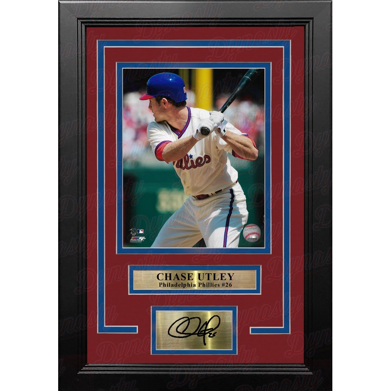 Chase Utley Batting Stance Philadelphia Phillies 8x10 Framed Photo with Engraved Autograph