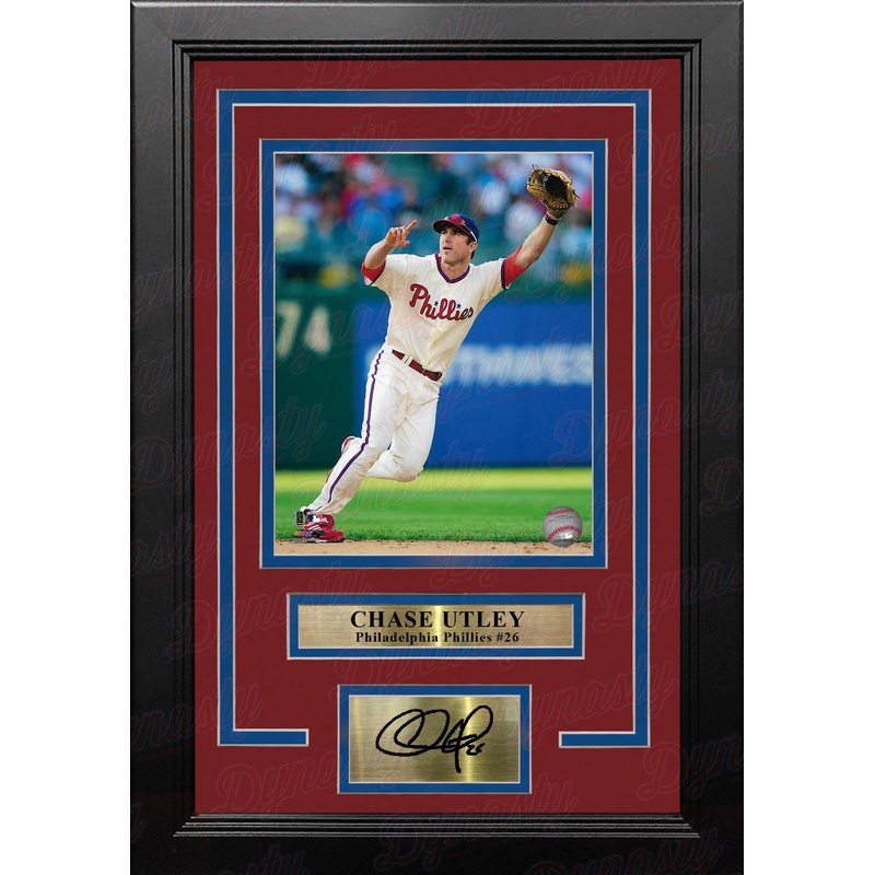 Chase Utley on the Field Philadelphia Phillies 8x10 Framed Photo with Engraved Autograph
