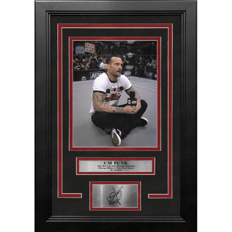 CM Punk Returns to Chicago 8" x 10" Framed AEW Wrestling Vertical Photo with Engraved Autograph