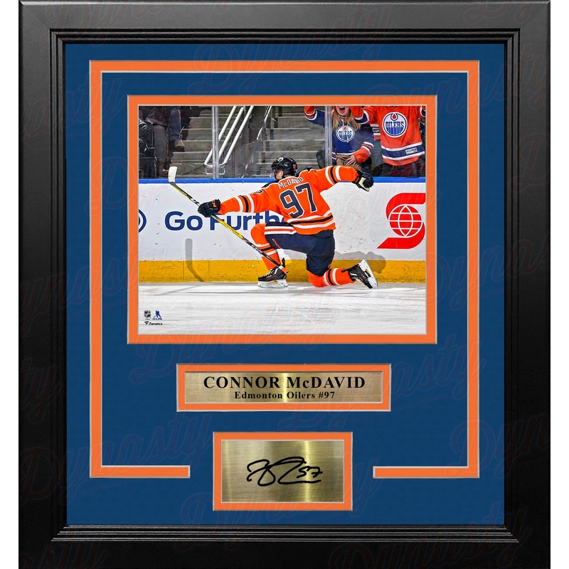 Connor McDavid Celebration Edmonton Oilers 8" x 10" Framed Hockey Photo with Engraved Autograph