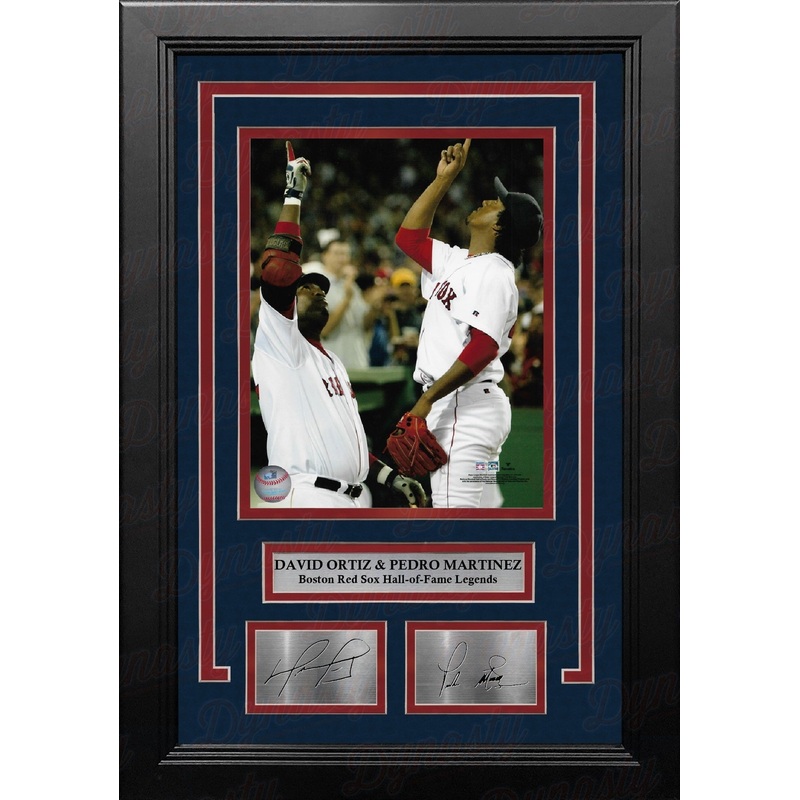 David Ortiz & Pedro Martinez Pointing Boston Red Sox 8" x 10" Framed Photo with Engraved Autographs