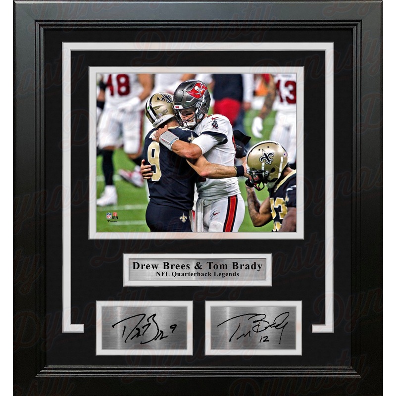 Drew Brees and Tom Brady 8" x 10" Framed Quarterback Legends Football Photo with Engraved Autographs