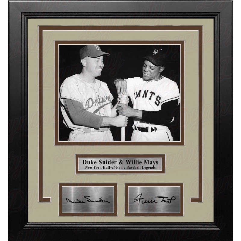 Duke Snider and Willie Mays 8x10 Framed New York Baseball Photo with Engraved Autographs