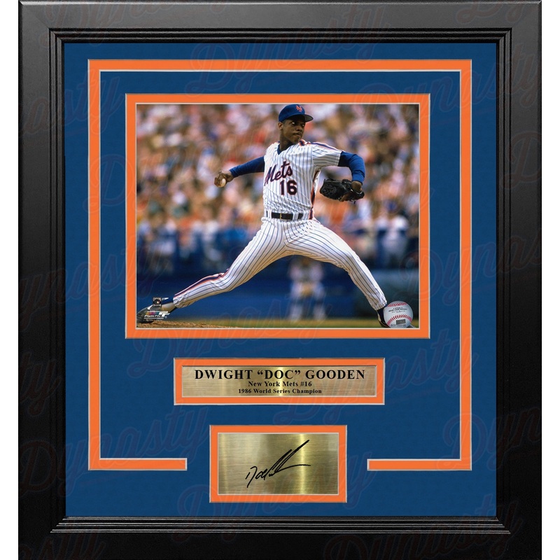 Dwight Gooden in Action New York Mets 8" x 10" Framed Baseball Photo with Engraved Autograph