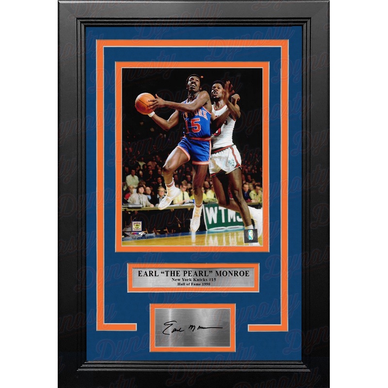 Earl Monroe in Action New York Knicks 8" x 10" Framed Basketball Photo with Engraved Autograph