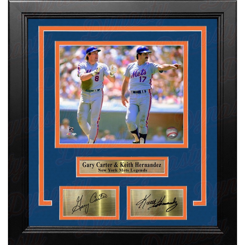 Gary Carter & Keith Hernandez in Action New York Mets 8" x 10" Framed Photo with Engraved Autographs