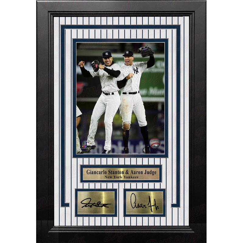 Giancarlo Stanton & Aaron Judge Celebration NY Yankees 8x10 Framed Photo with Engraved Autographs