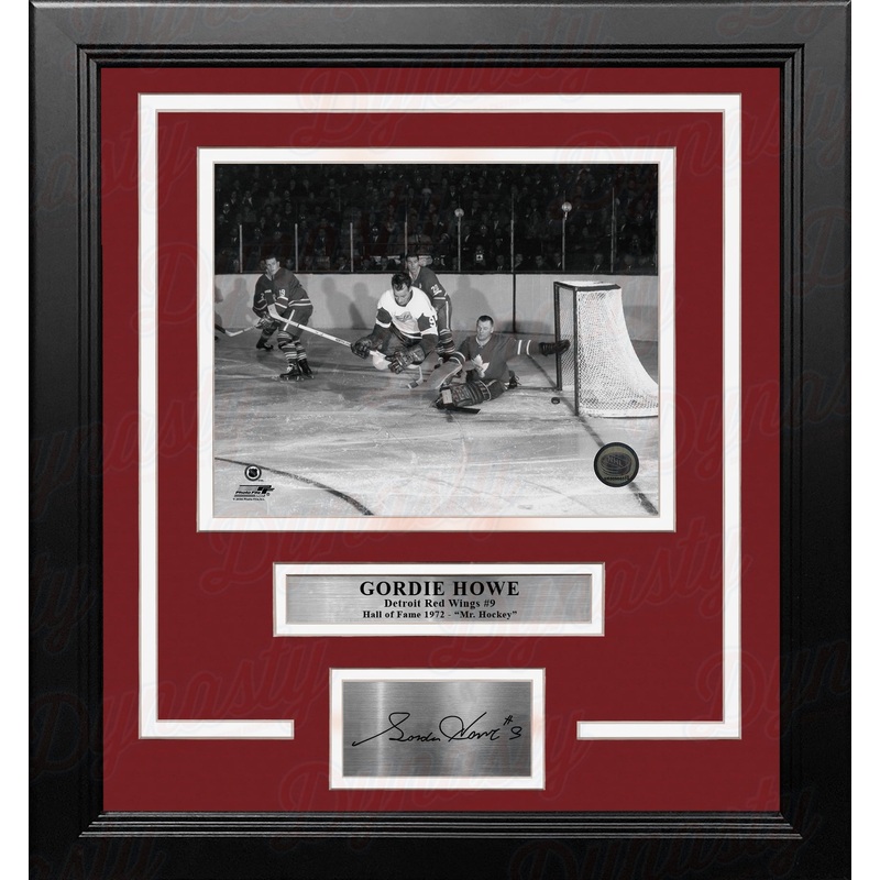 Gordie Howe in Action Detroit Red Wings 8" x 10" Framed Hockey Photo with Engraved Autograph