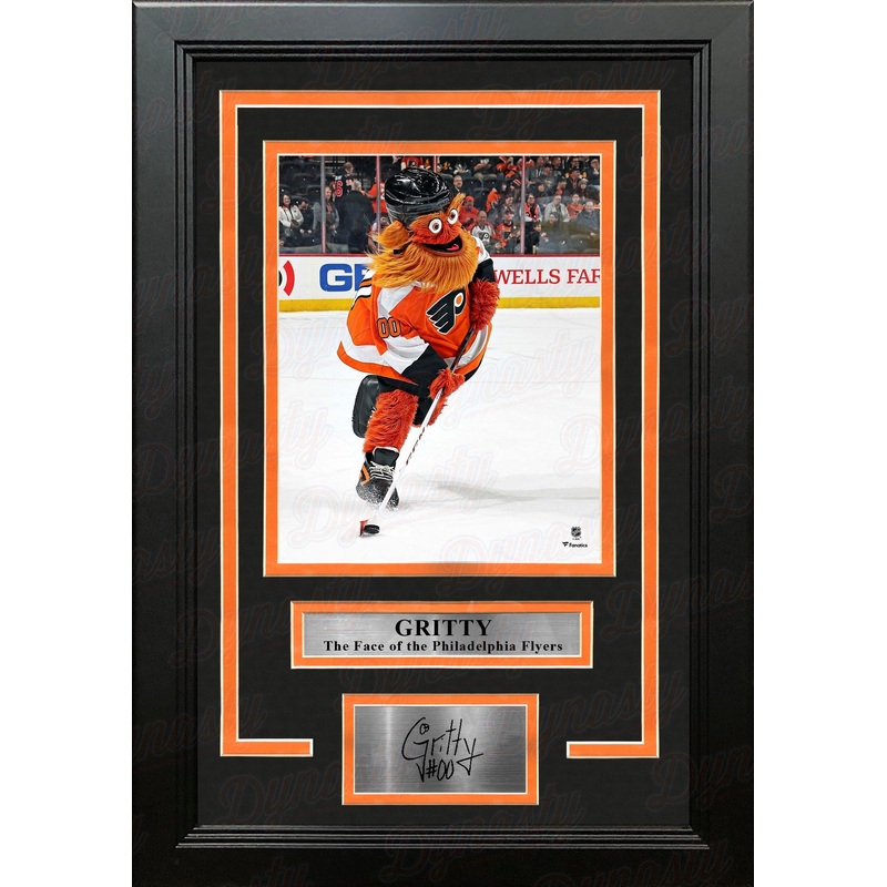 Gritty Skating Down the Ice Philadelphia Flyers 8" x 10" Framed Hockey Mascot Photo with Engraved Autograph