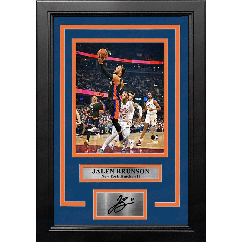 Jalen Brunson in Action New York Knicks 8" x 10" Framed Basketball Photo with Engraved Autograph