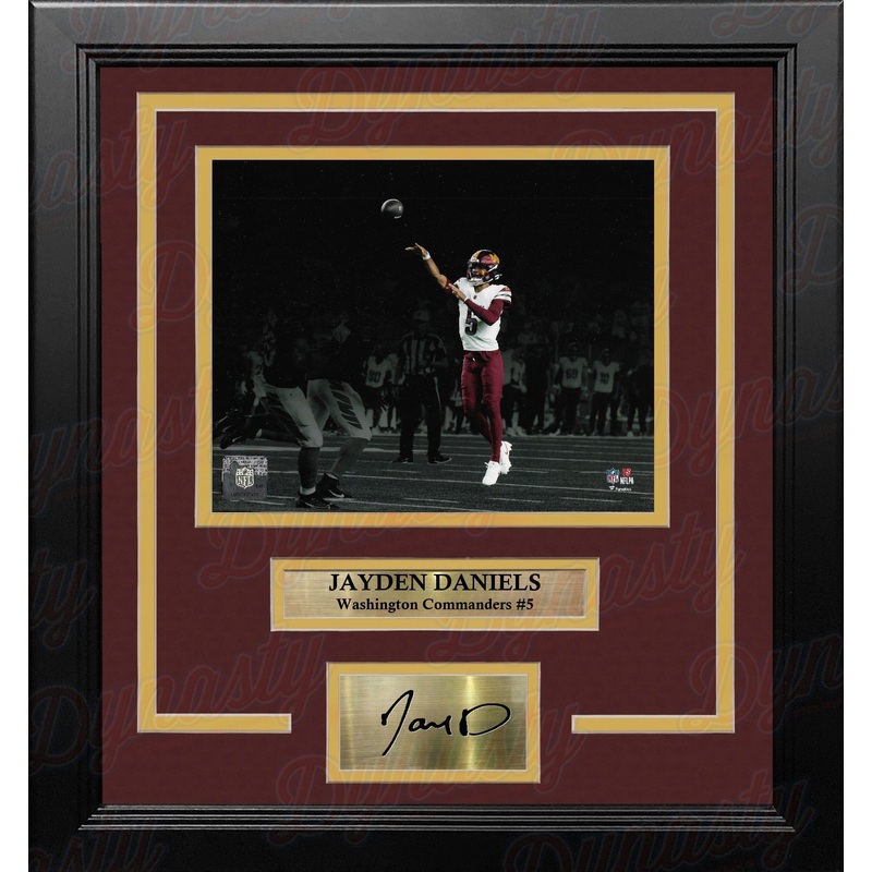 Jayden Daniels Blackout Action Washington Commanders 8" x 10" Framed Photo with Engraved Autograph
