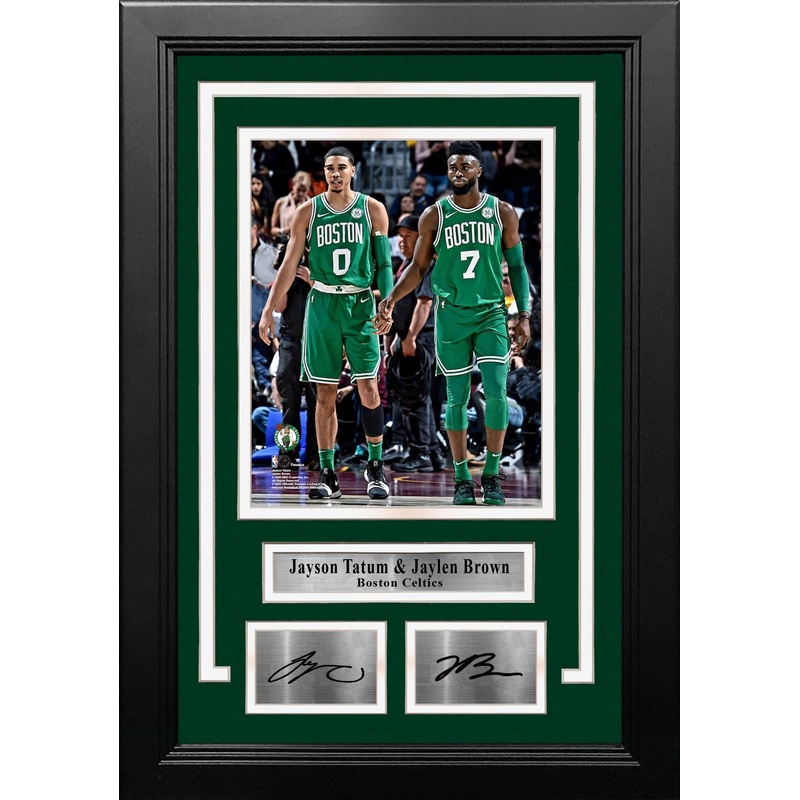 Jayson Tatum and Jaylen Brown Boston Celtics 8x10 Framed Basketball Photo with Engraved Autographs