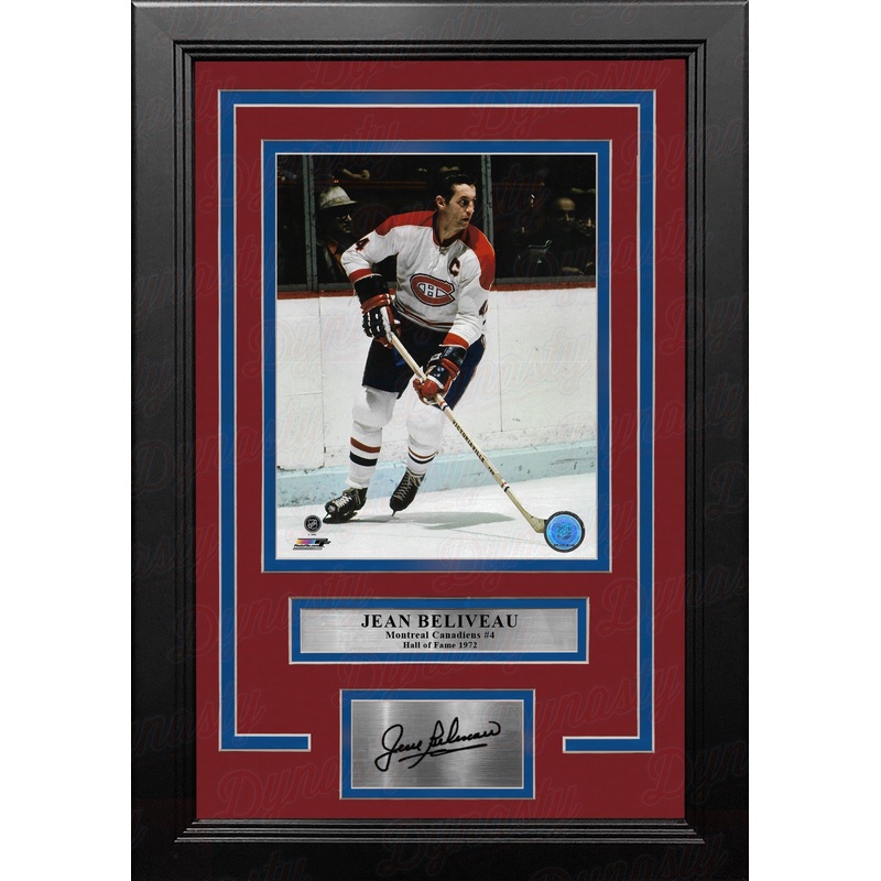 Jean Beliveau in Action Montreal Canadiens 8" x 10" Framed Hockey Photo with Engraved Autograph