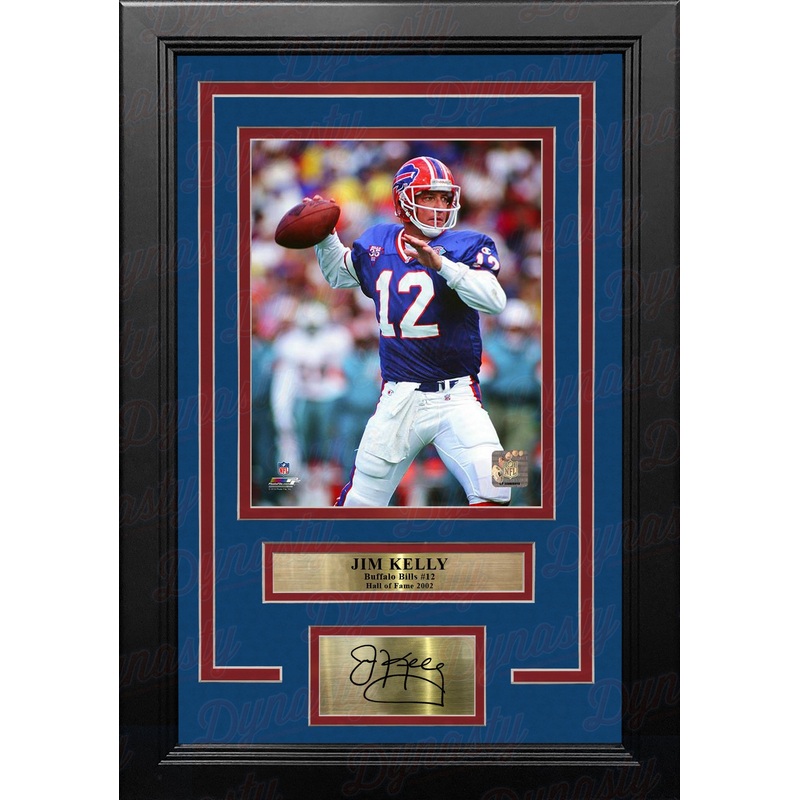 Jim Kelly in Action Buffalo Bills 8" x 10" Framed Football Photo with Engraved Autograph