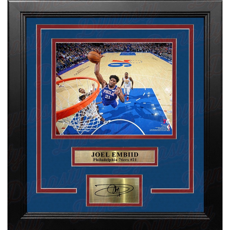 Joel Embiid Rim-Cam Dunk Philadelphia 76ers 8" x 10" Framed Basketball Photo with Engraved Autograph