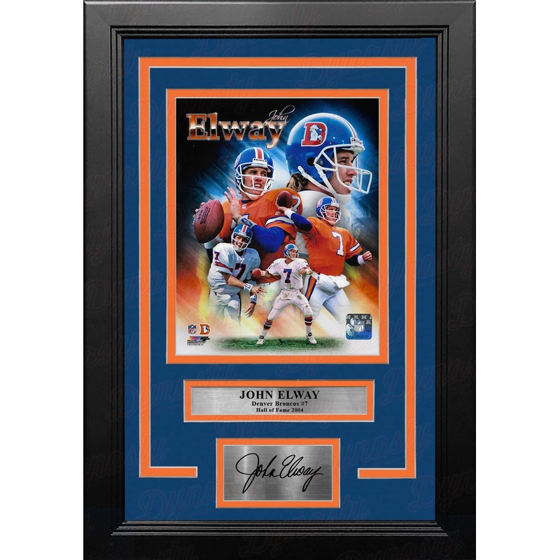 John Elway Denver Broncos 8" x 10" Framed Football Collage Photo with Engraved Autograph