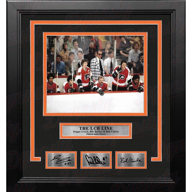 LCB Line Watching from the Bench Philadelphia Flyers Framed Hockey Photo with Engraved Autographs