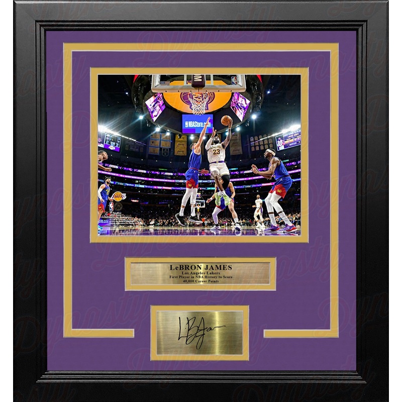LeBron James 1st Player to Score 40,000 Points LA Lakers 8x10 Framed Photo with Engraved Autograph