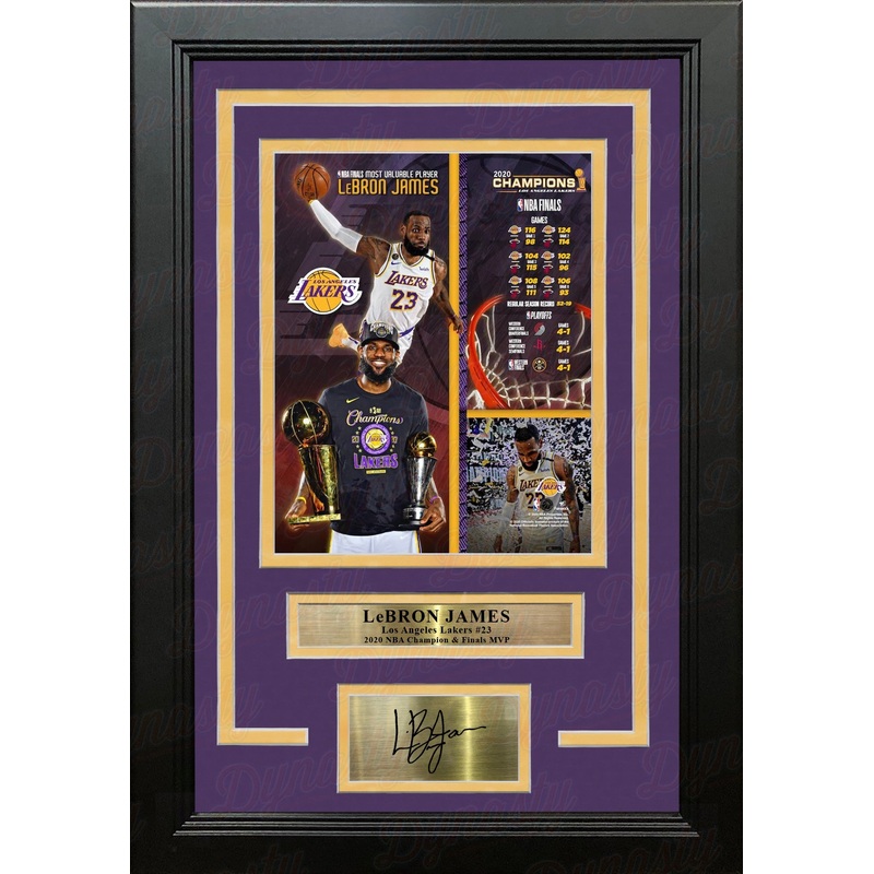 LeBron James 2020 NBA Champions LA Lakers 8x10 Framed Collage Photo with Engraved Autograph