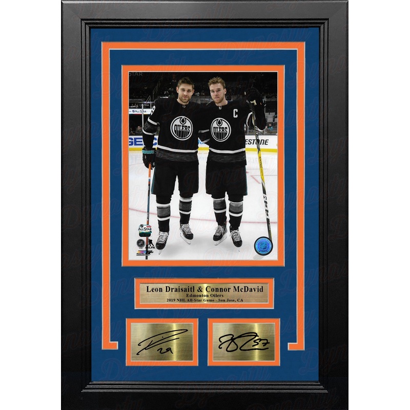 Leon Draisaitl & Connor McDavid Edmonton Oilers 8x10 Framed Hockey Photo with Engraved Autographs