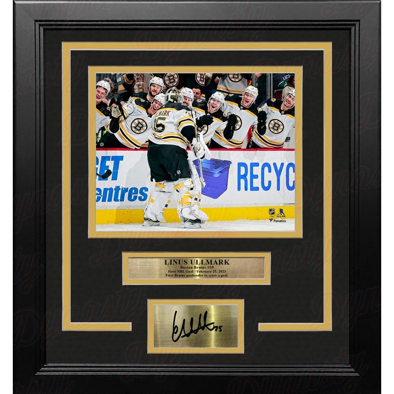 Linus Ullmark 1st NHL Goal Boston Bruins 8" x 10" Framed Hockey Photo with Engraved Autograph