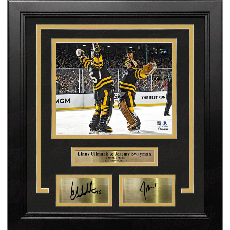 Linus Ullmark & Jeremy Swayman Winter Classic Boston Bruins 8x10 Framed Photo & Engraved Autographs