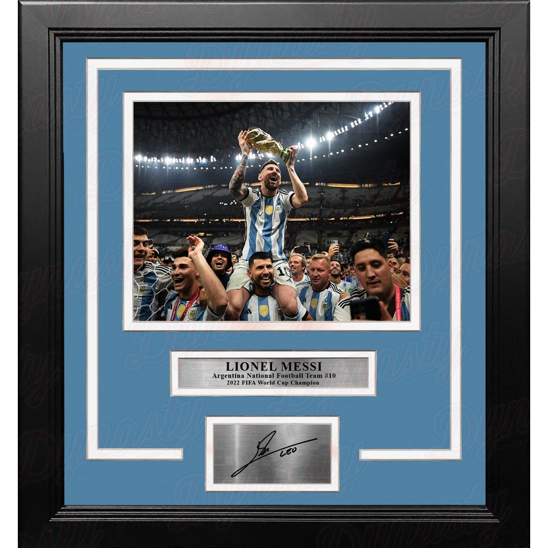 Lionel Messi 2022 World Cup Argentina National Team 8x10 Framed Photo with Engraved Autograph