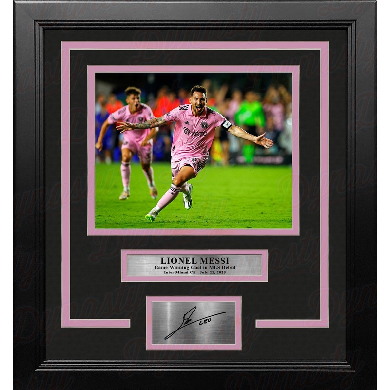 Lionel Messi Game-Winning Goal in MLS Debut Inter Miami CF 8x10 Framed Photo with Engraved Autograph
