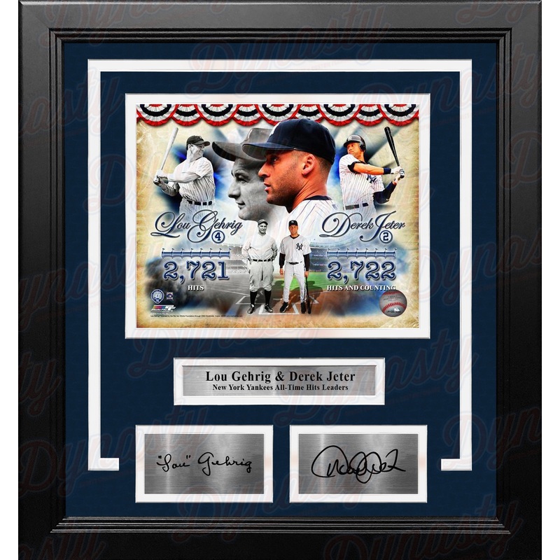 Lou Gehrig & Derek Jeter New York Yankees Hit Leaders 8" x 10" Framed Photo with Engraved Autographs