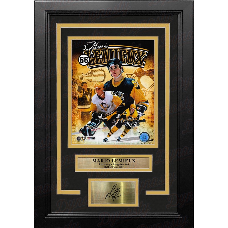 Mario Lemieux Pittsburgh Penguins 8x10 Framed Hockey Collage Photo with Engraved Autograph