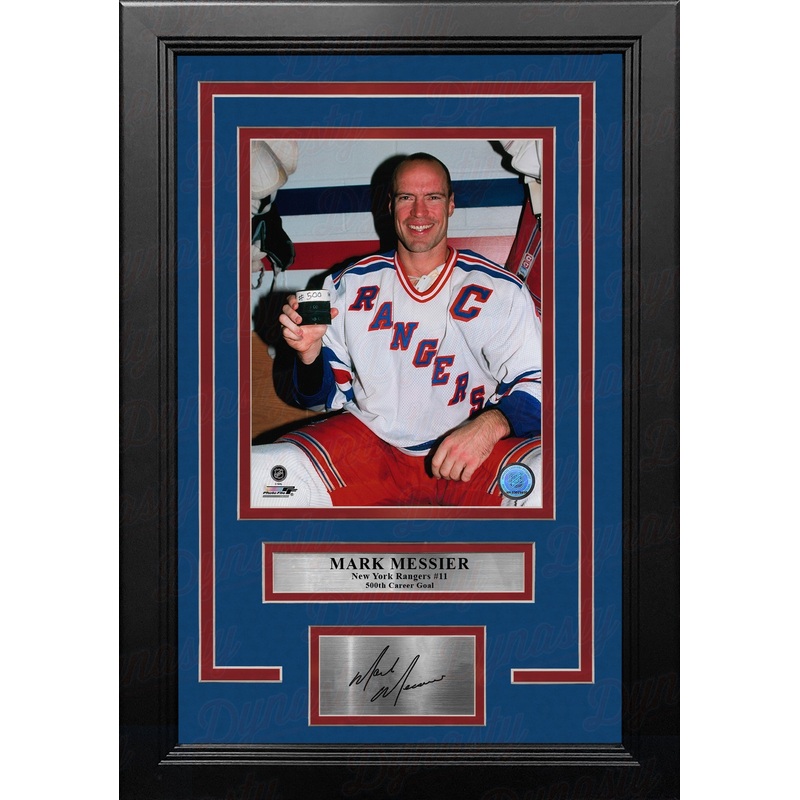 Mark Messier 500th Goal New York Rangers 8" x 10" Framed Hockey Photo with Engraved Autograph