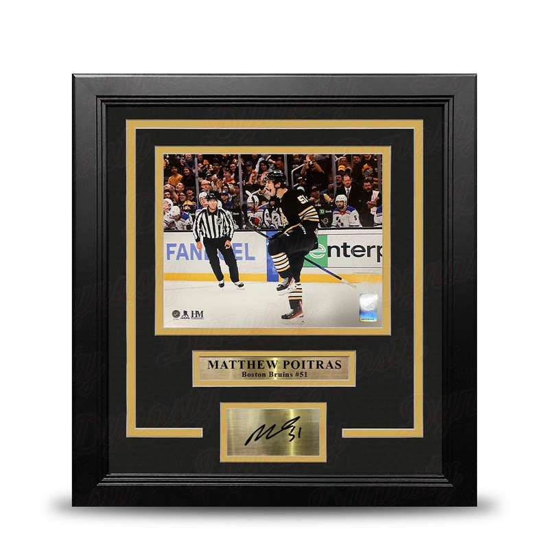 Matthew Poitras Celebration Boston Bruins 16" x 20" Framed Hockey Photo with Engraved Autograph