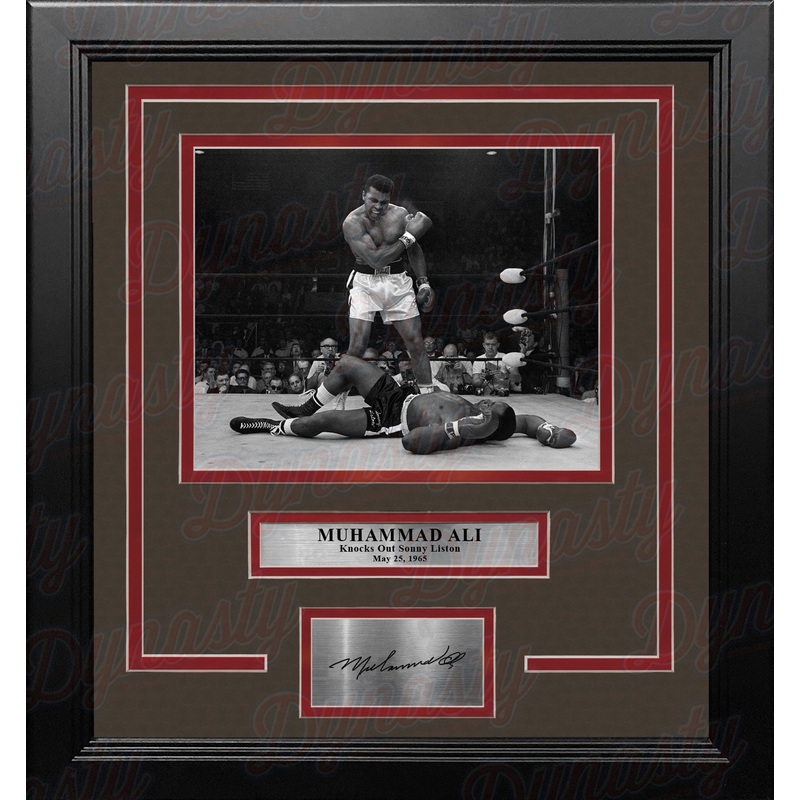 Muhammad Ali Knocks Out Sonny Liston Framed Boxing Photo with Engraved Autograph